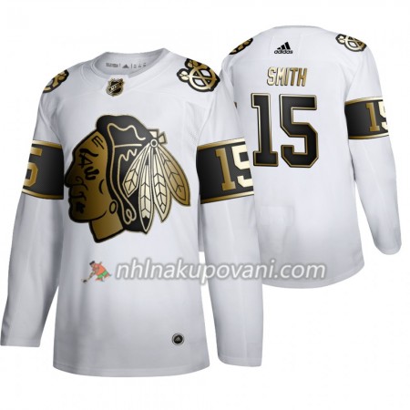 Chicago Blackhawks Dresy Zack Smith 15 Adidas 2019-2020 Golden Edition Bílá Authentic - Pánské Chicago Blackhawks Dresy Zack Smith 15 Adidas 2019-2020 Golden Edition Bílá Authentic - Pánské